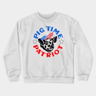 Pig Time Patriot Animal Democrat Republican Bipartisan Patriotic USA American Flag Crewneck Sweatshirt